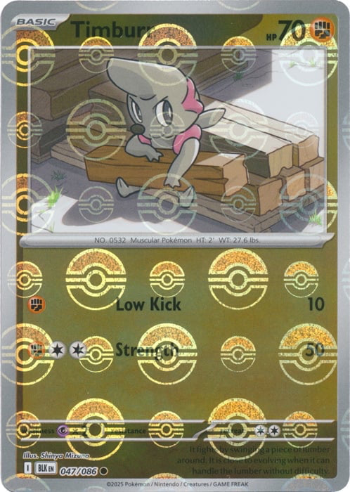 Black Bolt Timburr #47/86 Pokeball Holo